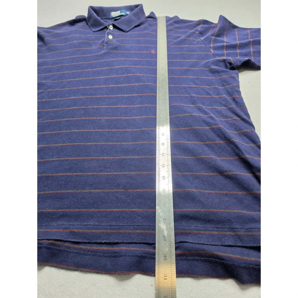 Polo Ralph Lauren Rugby Shirt Mens 2XL Blue Striped 100% Cotton Golf Performance